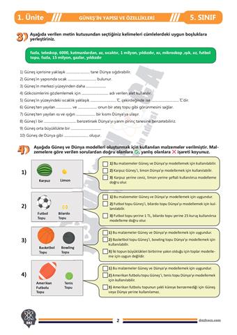 1_1_Gunesin-yapisi-ve-ozellikleri_calisma_kagidi_1_page-0002_2_dnzhoca 5. Sınıf Gökyüzündeki Komşumuz: Güneş Çalışma Kağıdı
