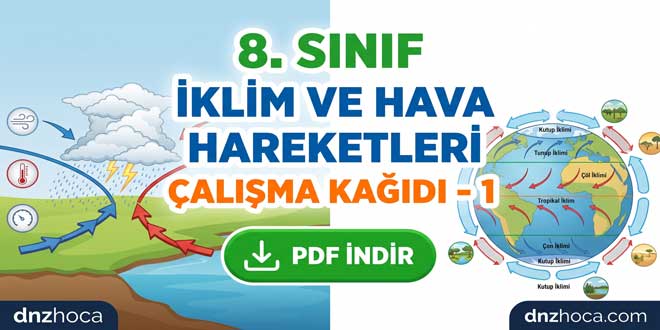 8. Sınıf İklim ve Hava Hareketleri Çalışma Kağıdı 1 (PDF İndir)