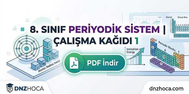 8. Sınıf Periyodik Sistem Çalışma Kağıdı 1 (PDF İndir)