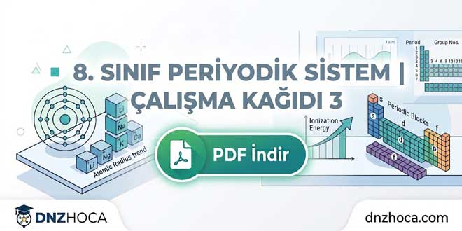 8. Sınıf Periyodik Tablo – 3 Çalışma Kağıdı