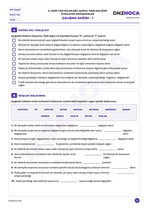 1ckampul-parlakligi 5. Sınıf Ampul Parlaklığını Etkileyen Değişkenler Çalışma Kağıdı 1 (PDF İndir)