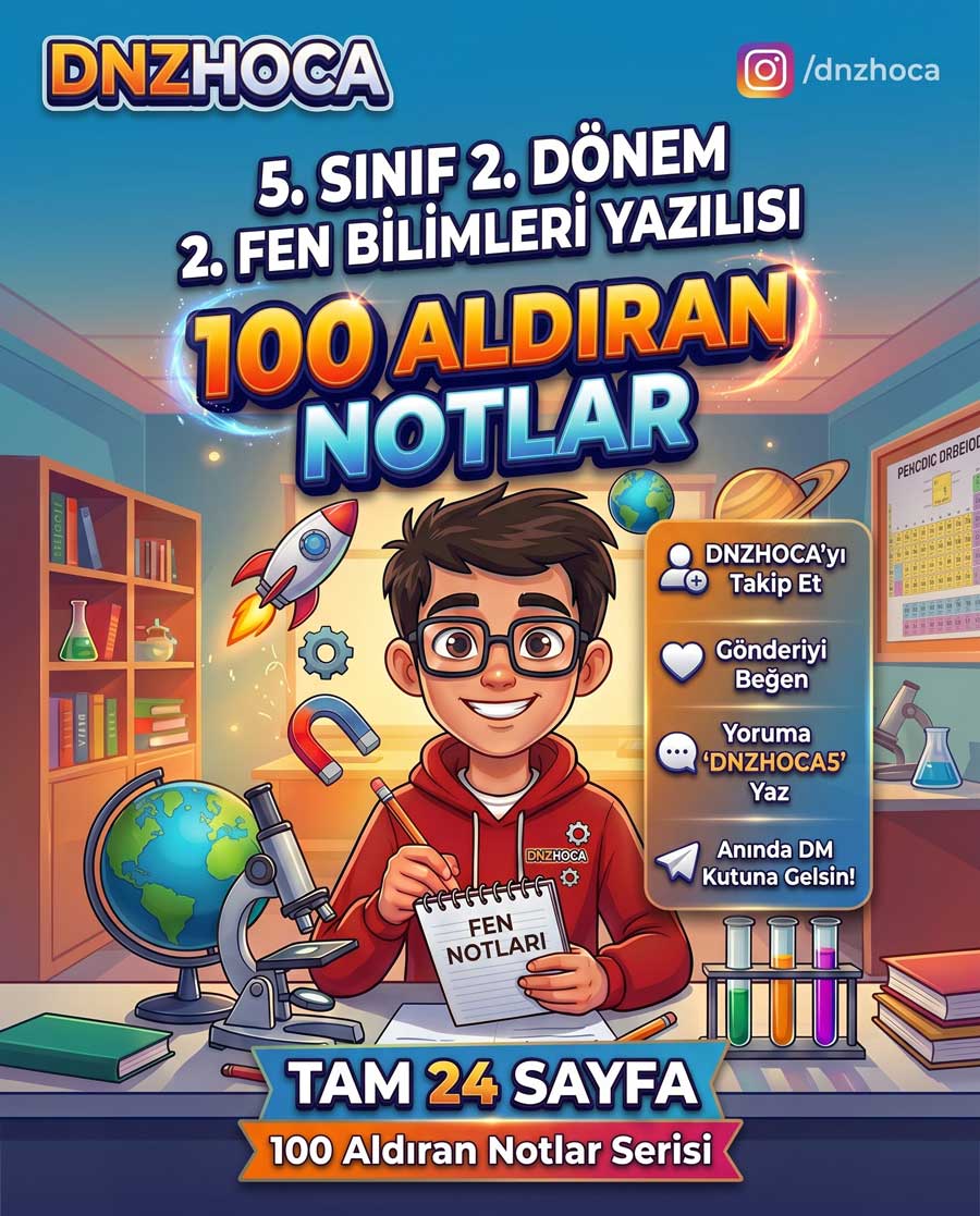 5_2_1_22 100 Aldıran Notlar — Fen Bilimleri Yazılı Notları (5-8. Sınıf)