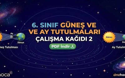 6. Sınıf Güneş ve Ay Tutulmaları Çalışma Kağıdı 2 (PDF İndir)