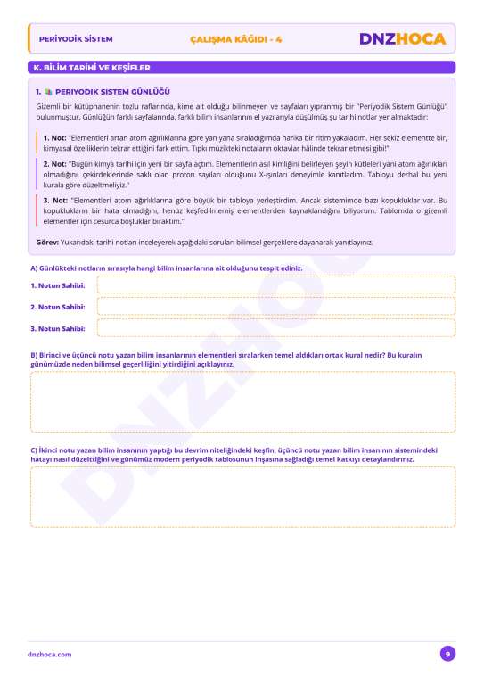 DNZHOCA_Periyodik_Sistem_Calisma_Kagidi-4_Sayfa_9-Orta 8. Sınıf Periyodik Sistem Çalışma Kağıdı 4 (PDF İndir)