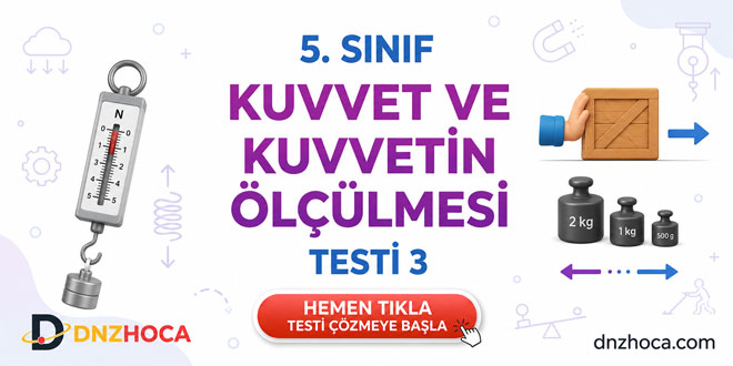 5. SINIF KUVVET VE KUVVETİN ÖLÇÜLMESİ TEST 3