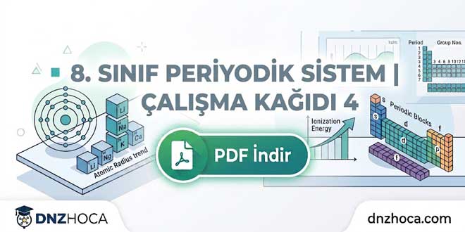 8. Sınıf Periyodik Sistem Çalışma Kağıdı 4 (PDF İndir)