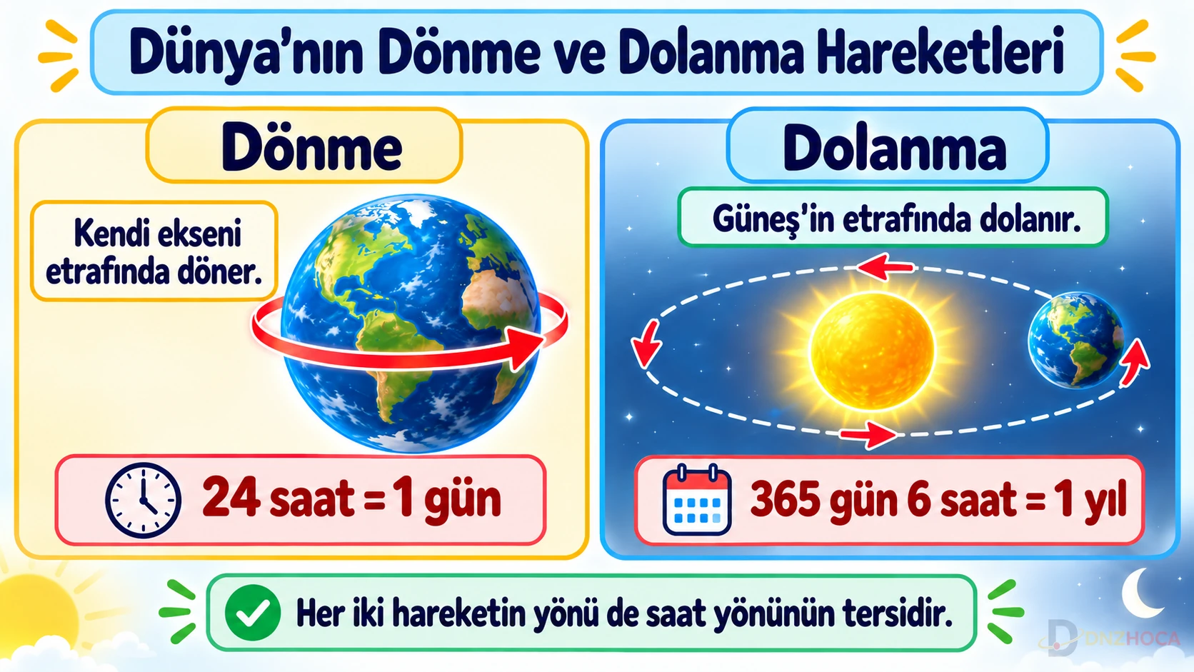 5-sinif-dunyanin-donme-ve-dolanma-karsilastirmasi Dünyamız ve Gökyüzündeki Komşularımız – 5. Sınıf Konu Anlatımı