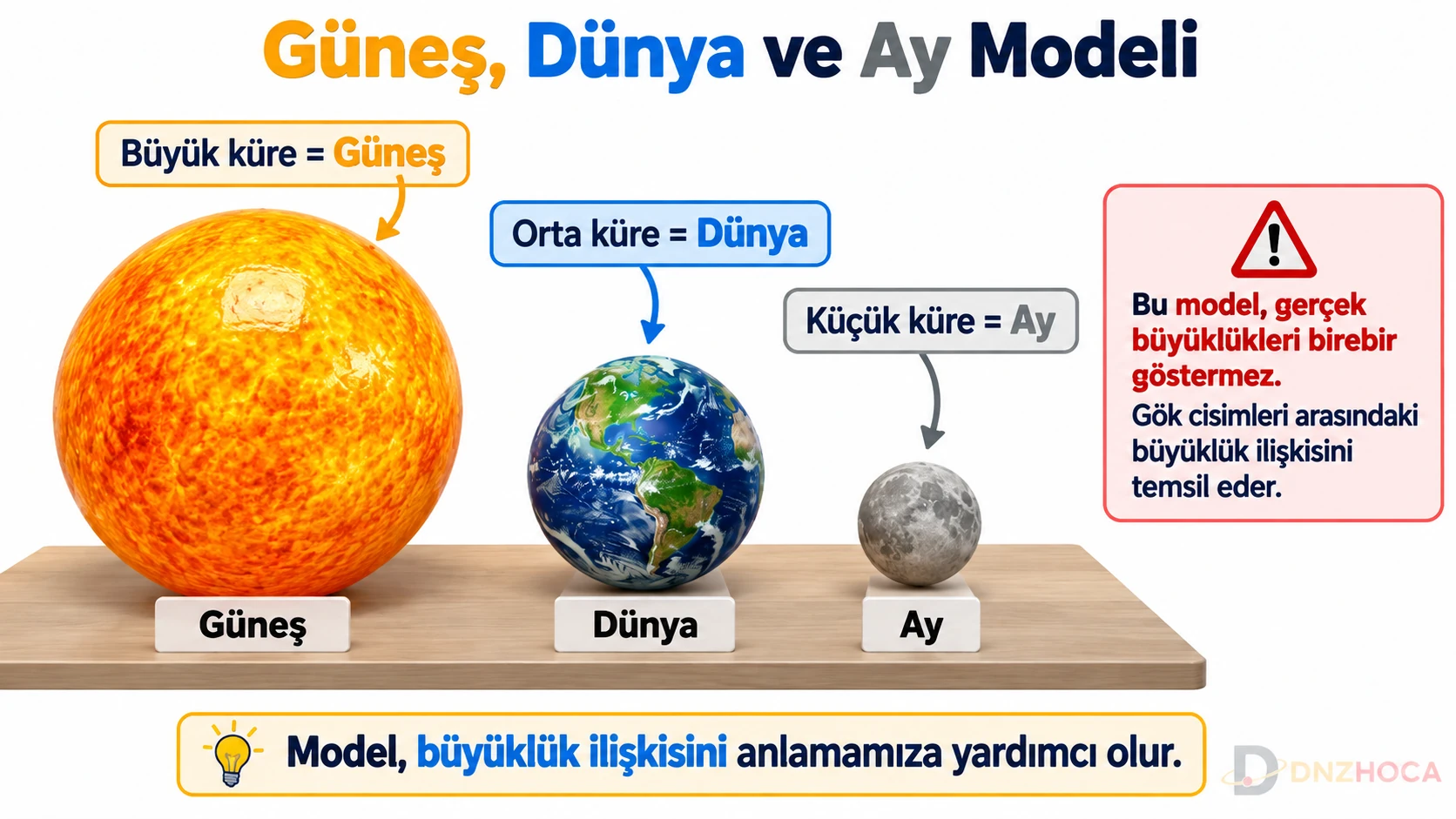 5-sinif-gunes-dunya-ay-buyukluk-modeli Dünyamız ve Gökyüzündeki Komşularımız – 5. Sınıf Konu Anlatımı